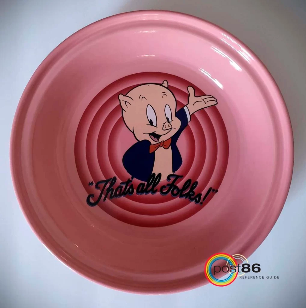 Looney Tune Porky Pig Pie Plate - Photo Courtesy of Dana Heath-Thomas - Post 86 Reference Guide