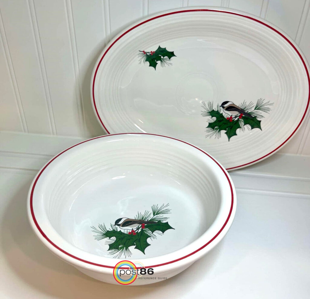 Chickadee 2 Pieces Med Oval Platter and 1 Quart Bowl - Photo Courtesy of Amanda Moennig - Post 86 Reference Guide