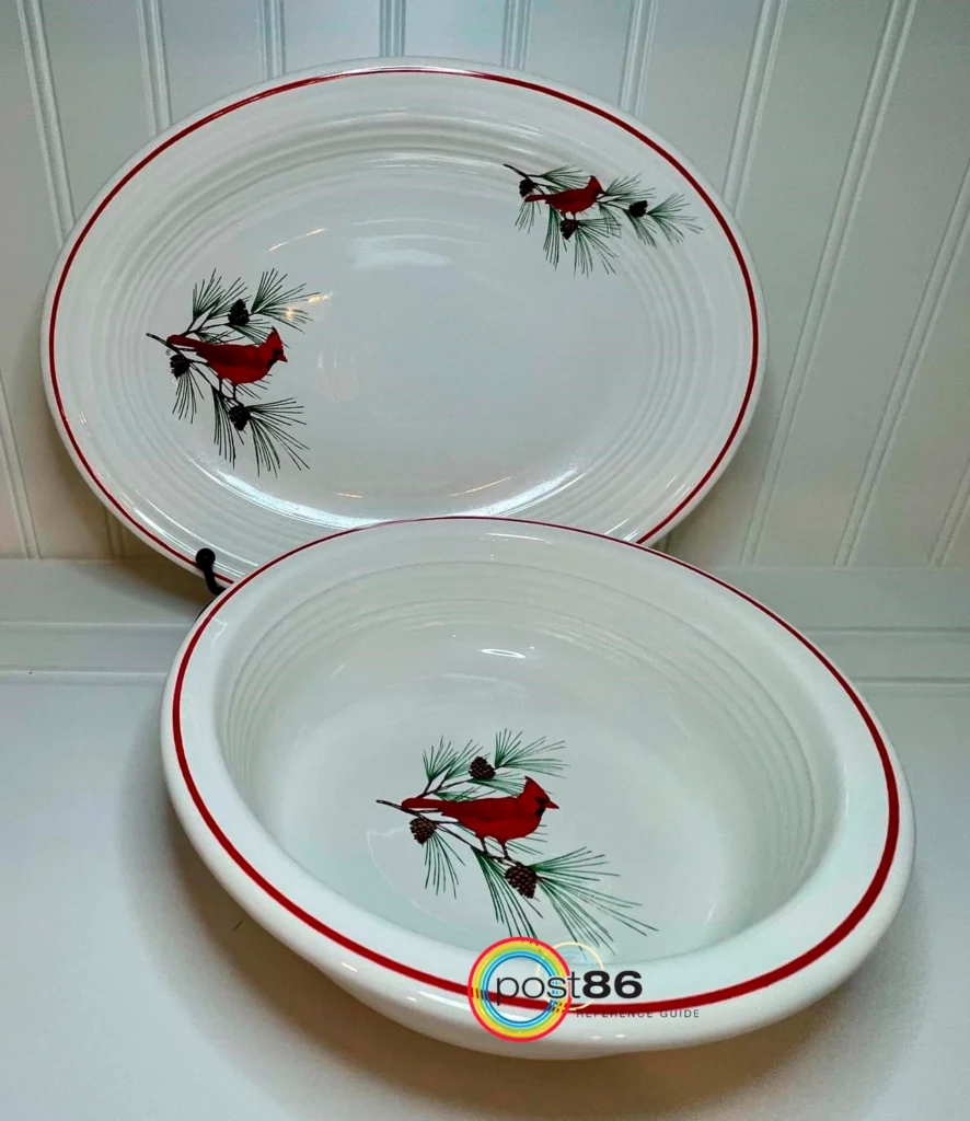 2 Piece Cardinal Set (Medium Platter and 1 Qt Bowl) - Photo Courtesy of Amanda Moennig - Post 86 Reference Guide