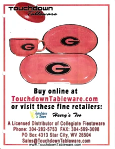 University of Georgia Touchdown Tableware Flier - Courtesy of Patricia Antion - Post 86 Reference Guide