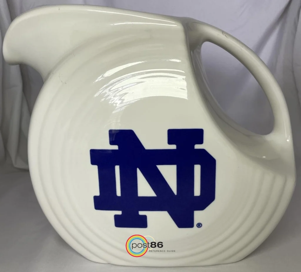 University of Notre Dame - White Large Pitcher - Photo Courtesy of Wally Haugen - Post 86 Reference Guide