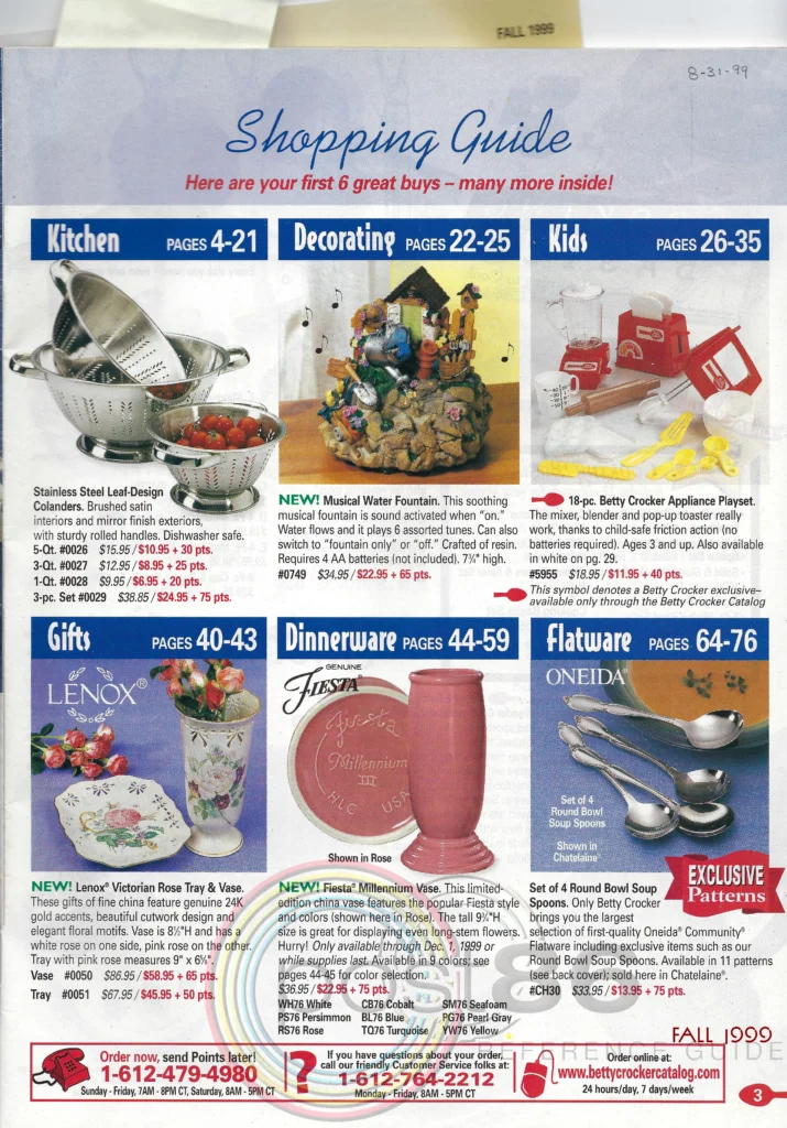Betty Crocker 1999 -Fall Inside Cover - Post 86 Reference Guide