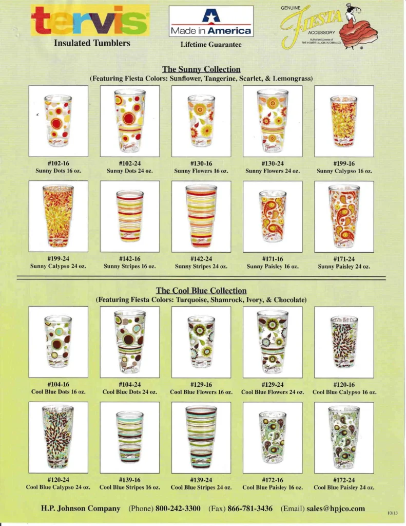 2013 - October Tervis Collection Sales Sheet - Post 86 Reference Guide