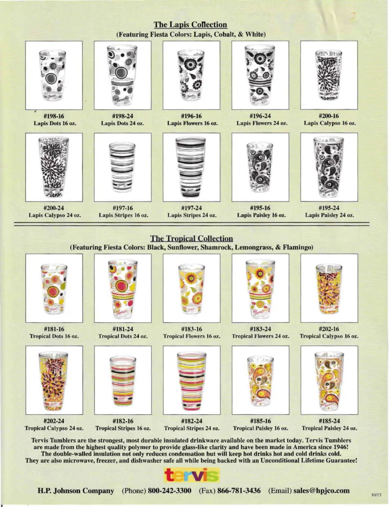 2013 - October Tervis Collection Sales Sheet - Post 86 Reference Guide