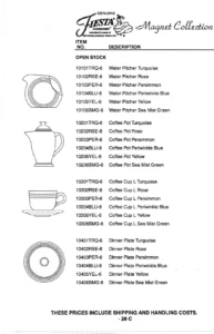 1998 General Housewares Corp. Fiesta Magnets Brochure - Page 28C - Post 86 Reference Guide