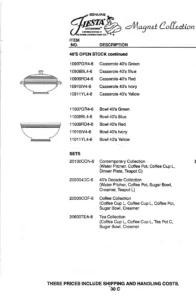 1998 General Housewares Corp. Fiesta Magnets Brochure - Page 30C - Post 86 Reference Guide