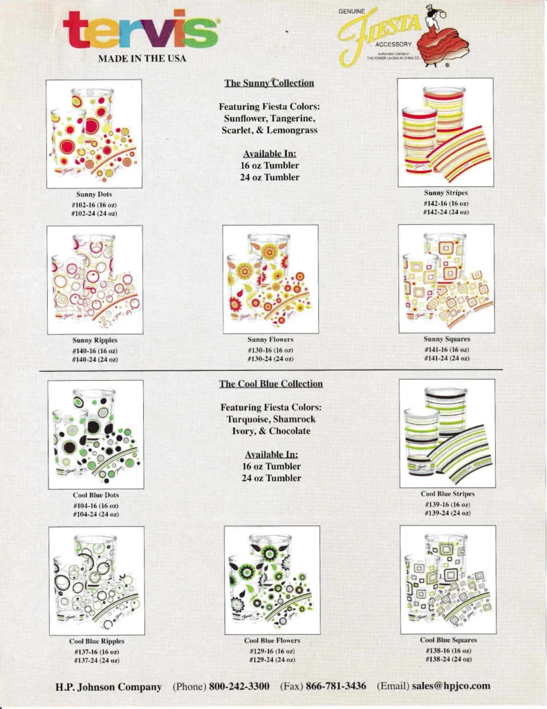 2011 Tervis Collection Sales Sheet - Post 86 Reference Guide