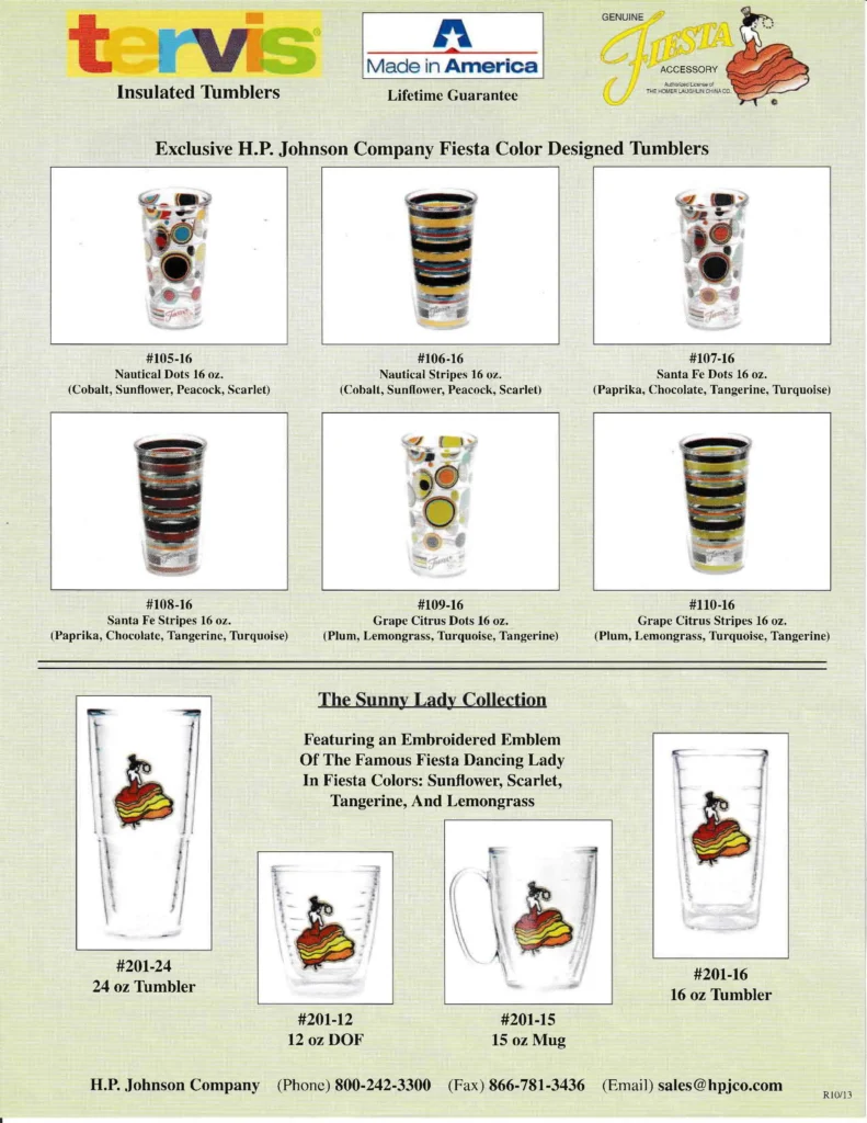 2013 - Revised October Tervis Collection Sales Sheet - Post 86 Reference Guide
