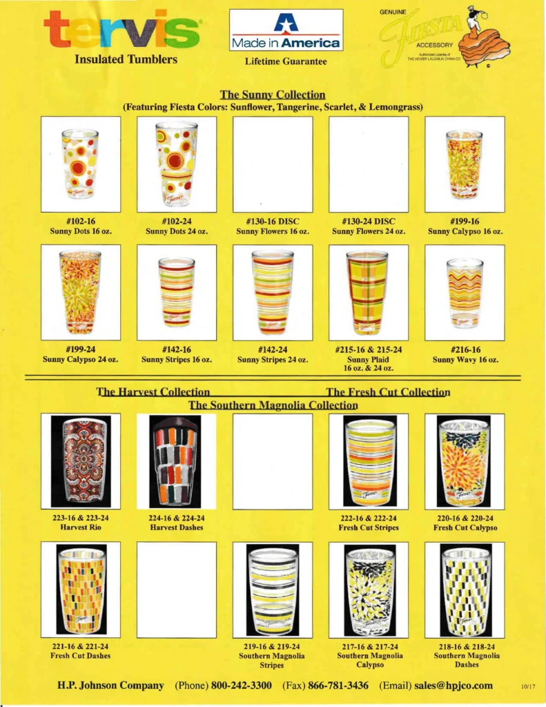2014 - October Tervis Collection Sales Sheet - Post 86 Reference Guide