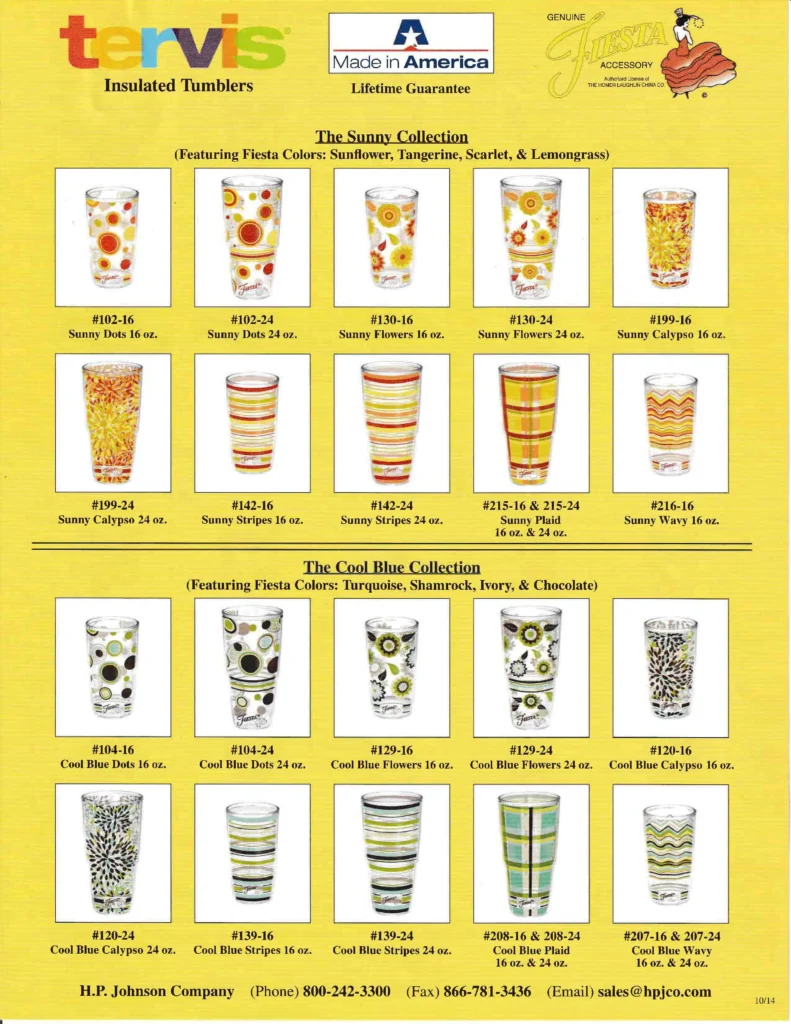 2014 - October Tervis Collection Sales Sheet - Post 86 Reference Guide