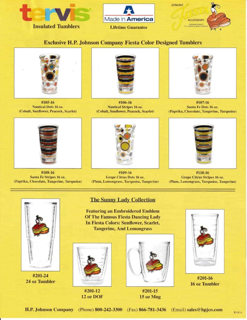 2014 - October Tervis Collection Sales Sheet - Post 86 Reference Guide