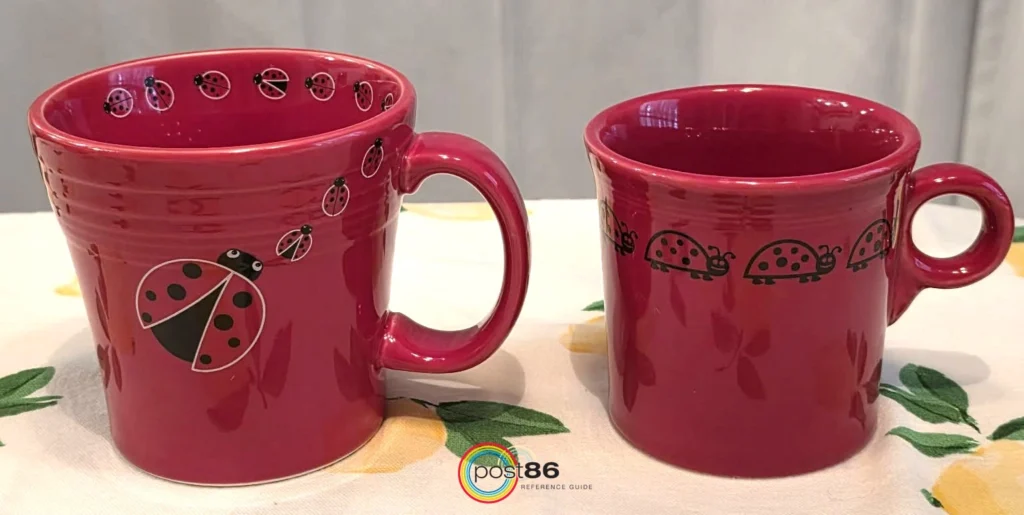 Dillard's Ladybug vs Betty Crocker Ladybug Mugs - Photo Courtesy of Rowdy Smith - Post 86 Reference Guide