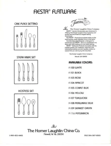 Stanley Roberts, Inc. Flatware & Cutlery Sales Sheet - Post 86 Reference Guide